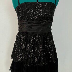 Vtg Y2K Betsey Johnson Black Sequin Strapless Corset Party Dress SZ 10